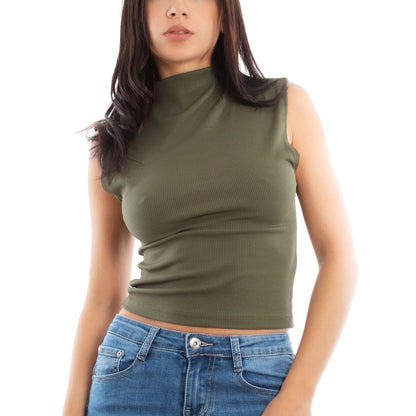 toocool top donna corto costine smanicato elasticizzato vi 5033