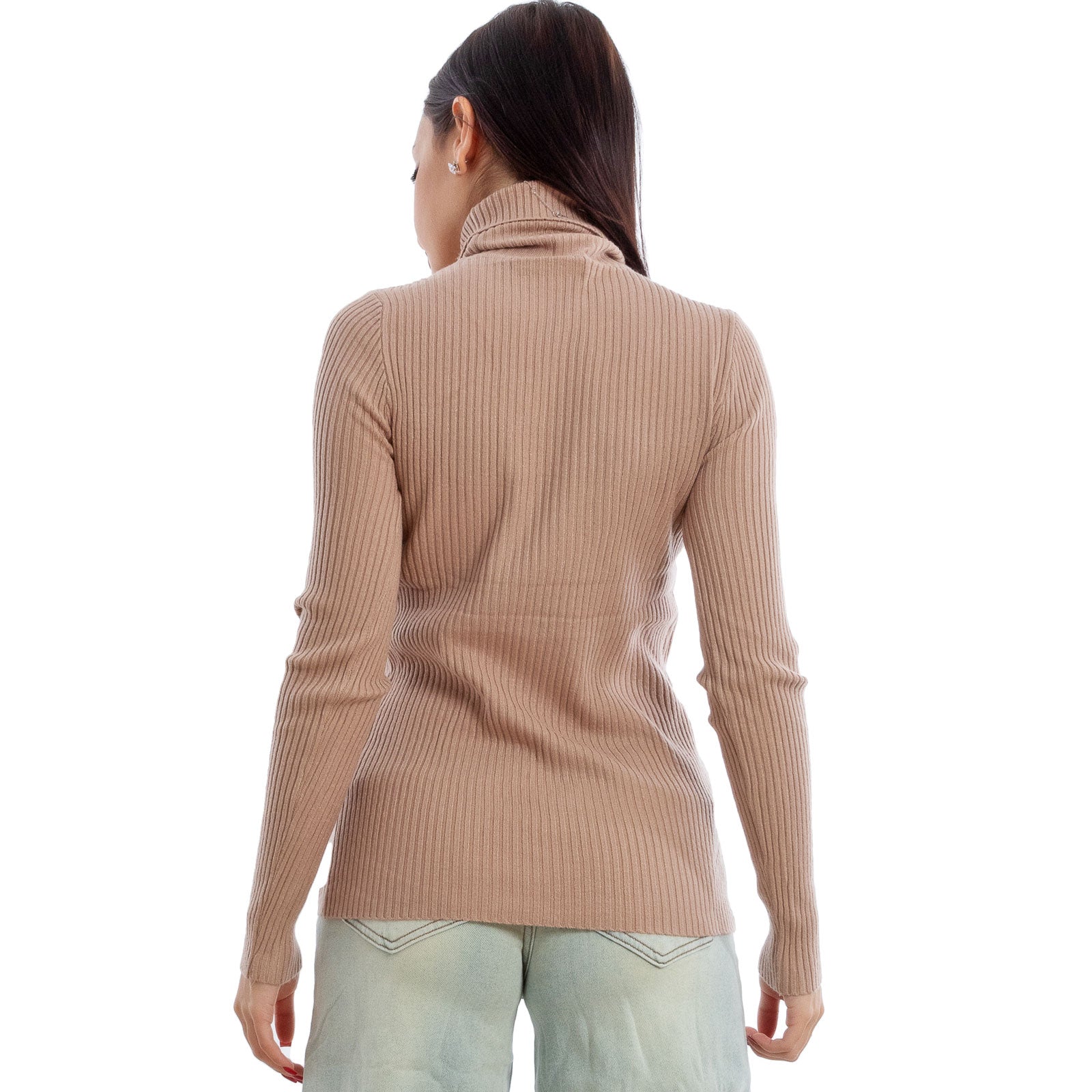 toocool maglione donna maglia a costine dolcevita collo alto vi 6880