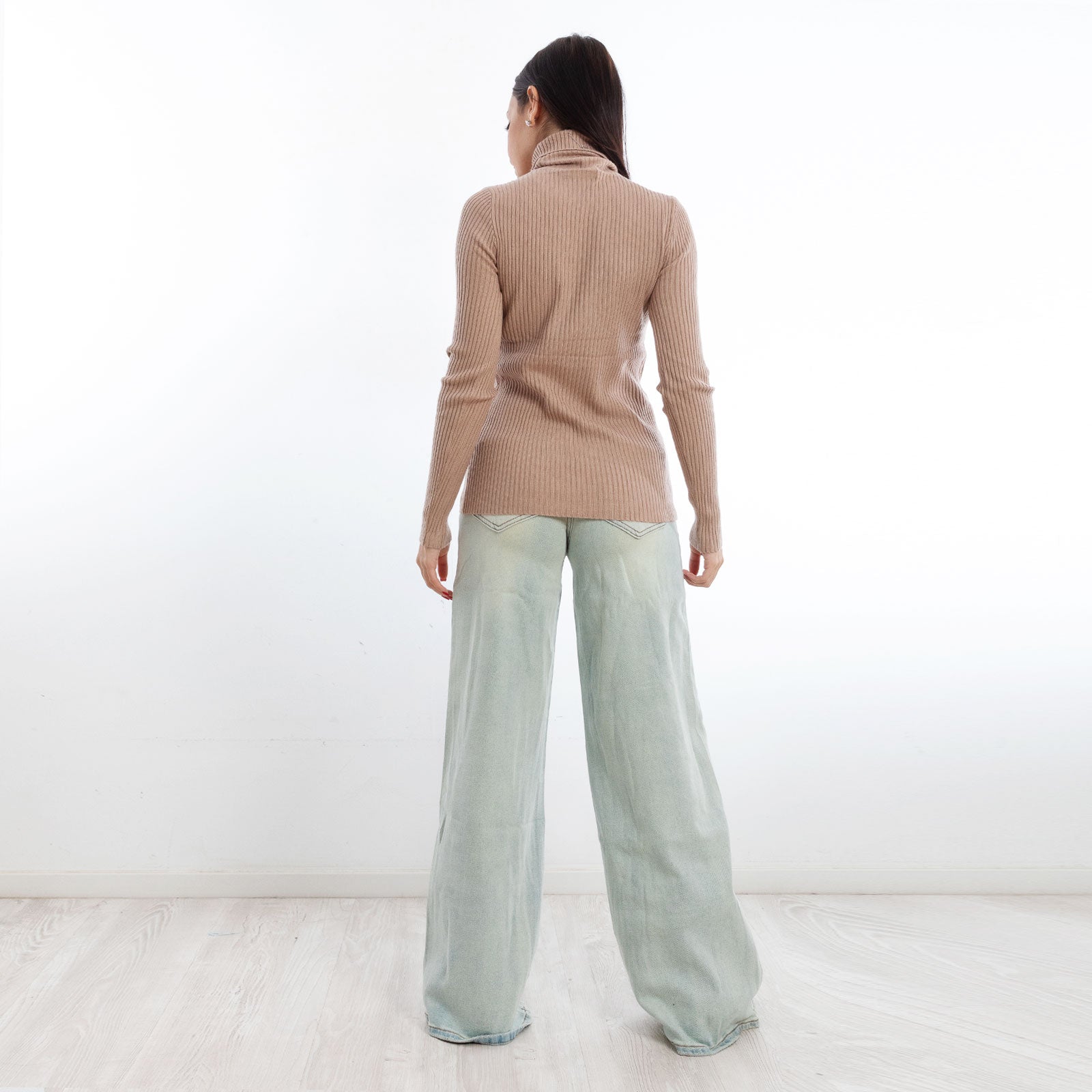 toocool maglione donna maglia a costine dolcevita collo alto vi 6880