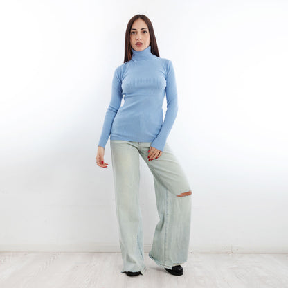 toocool maglione donna maglia a costine dolcevita collo alto vi 6880