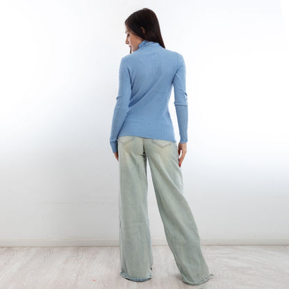 toocool maglione donna maglia a costine dolcevita collo alto vi 6880