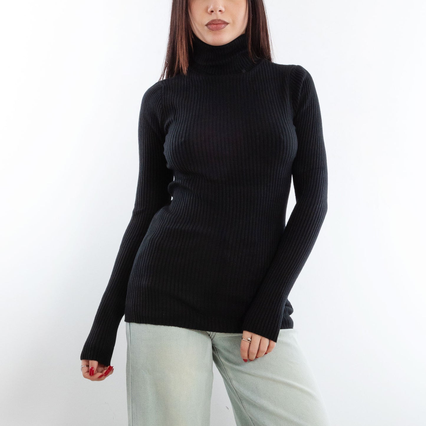 toocool maglione donna maglia a costine dolcevita collo alto vi 6880