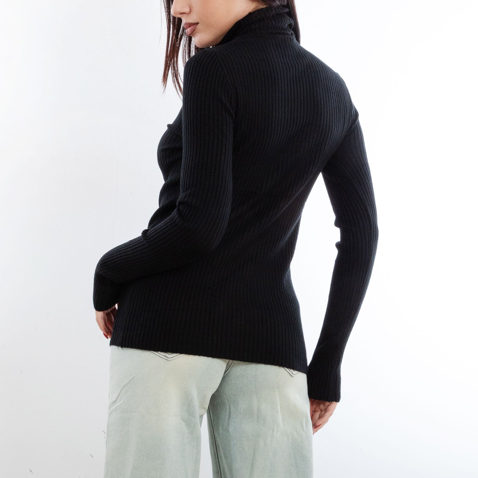 toocool maglione donna maglia a costine dolcevita collo alto vi 6880