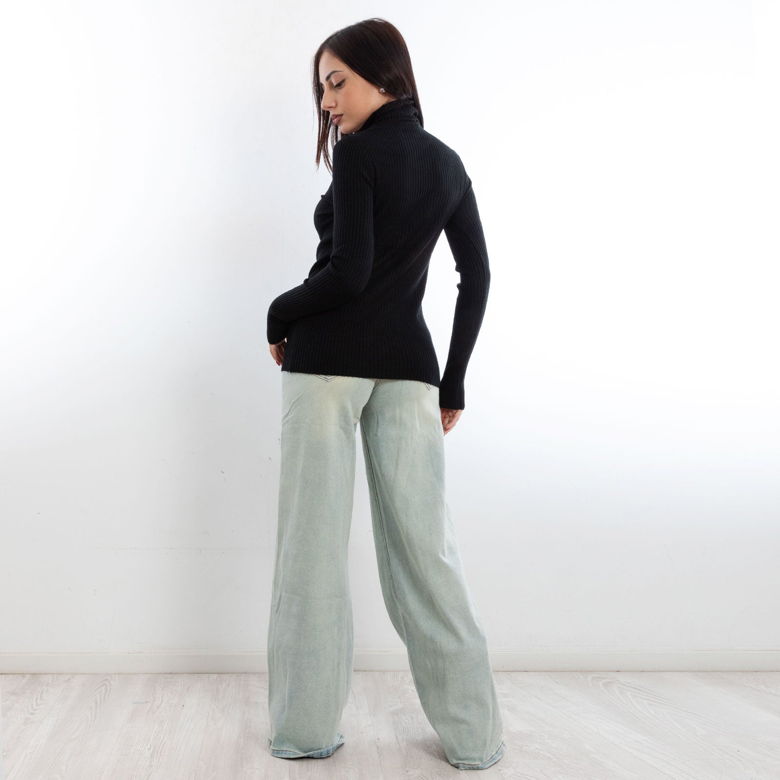 toocool maglione donna maglia a costine dolcevita collo alto vi 6880