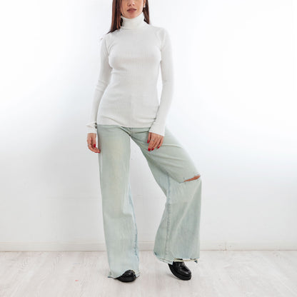 toocool maglione donna maglia a costine dolcevita collo alto vi 6880