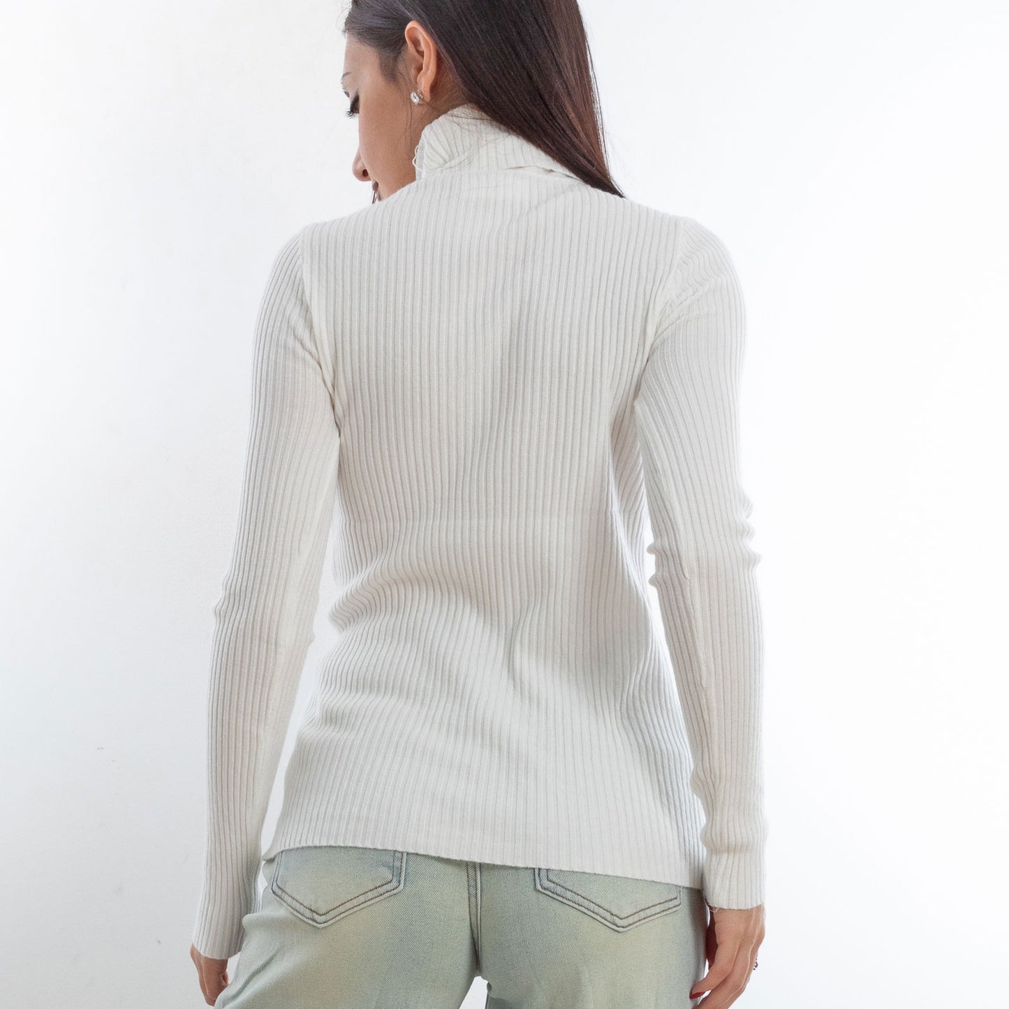 toocool maglione donna maglia a costine dolcevita collo alto vi 6880