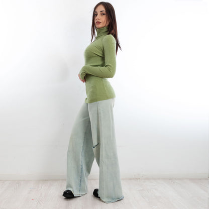 toocool maglione donna maglia a costine dolcevita collo alto vi 6880