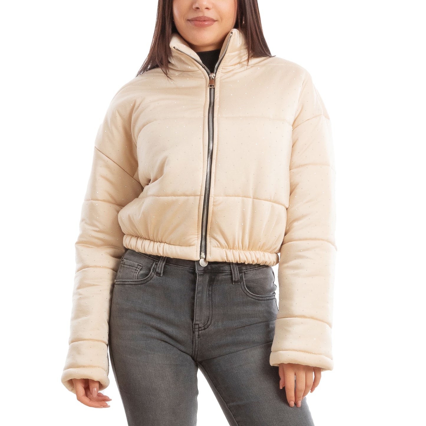 toocool piumino donna invernale corto giacca crop strass vi 8540