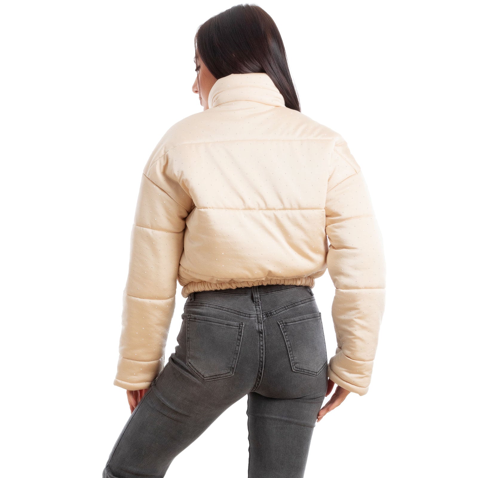 toocool piumino donna invernale corto giacca crop strass vi 8540