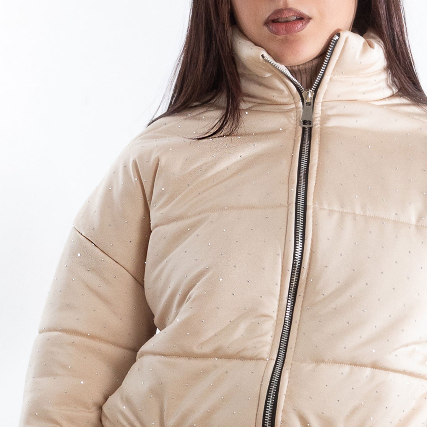 toocool piumino donna invernale corto giacca crop strass vi 8540