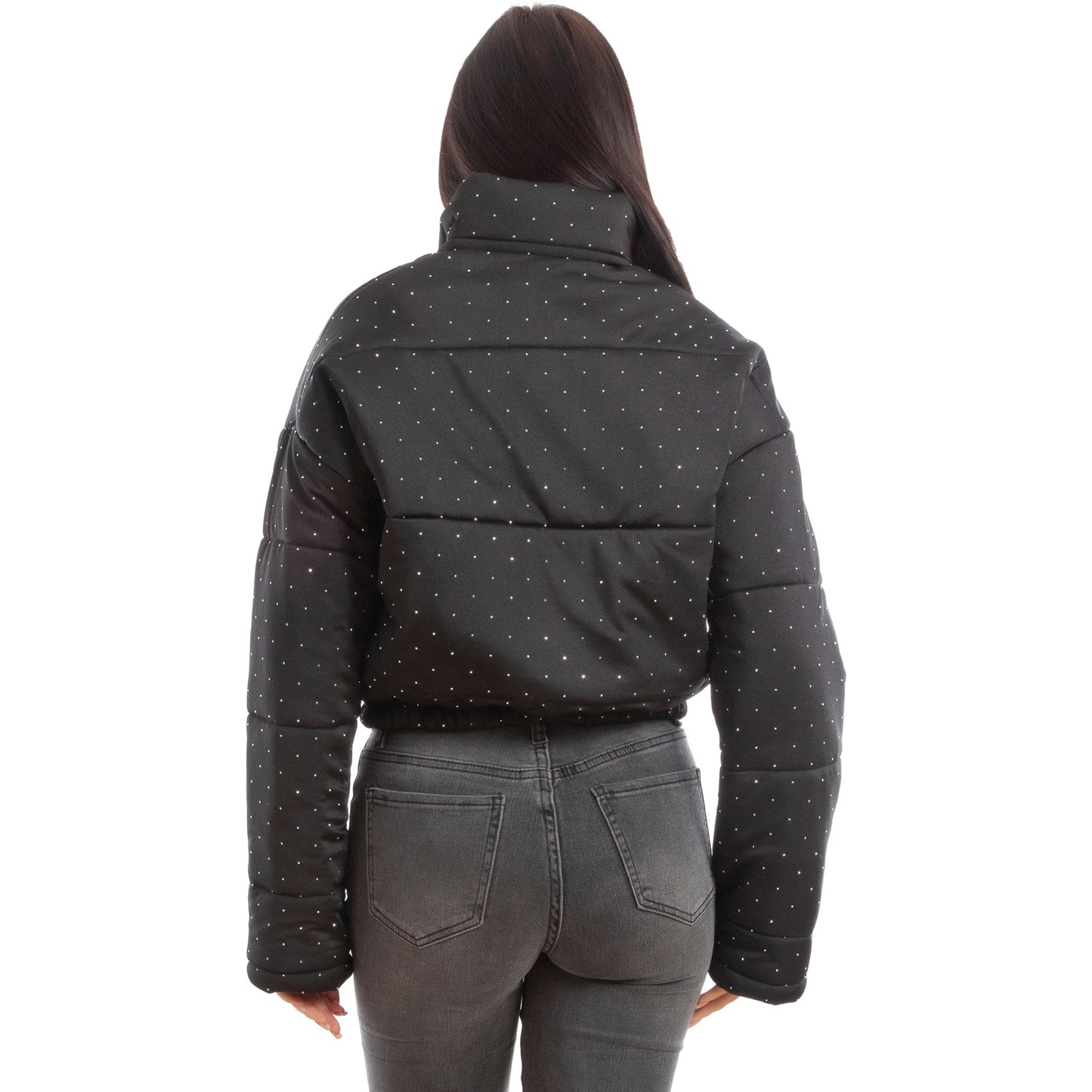 toocool piumino donna invernale corto giacca crop strass vi 8540