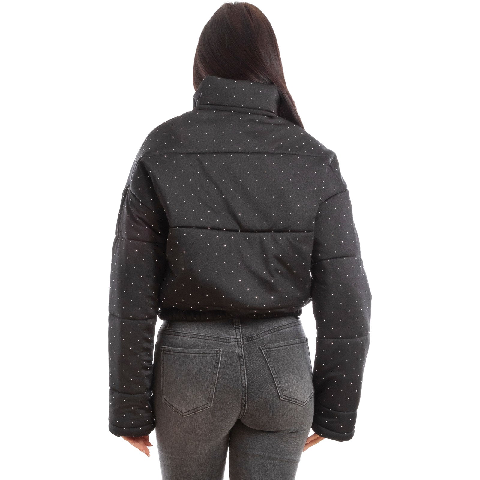 toocool piumino donna invernale corto giacca crop strass vi 8540