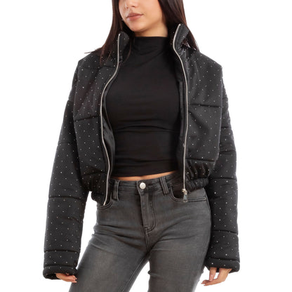 toocool piumino donna invernale corto giacca crop strass vi 8540