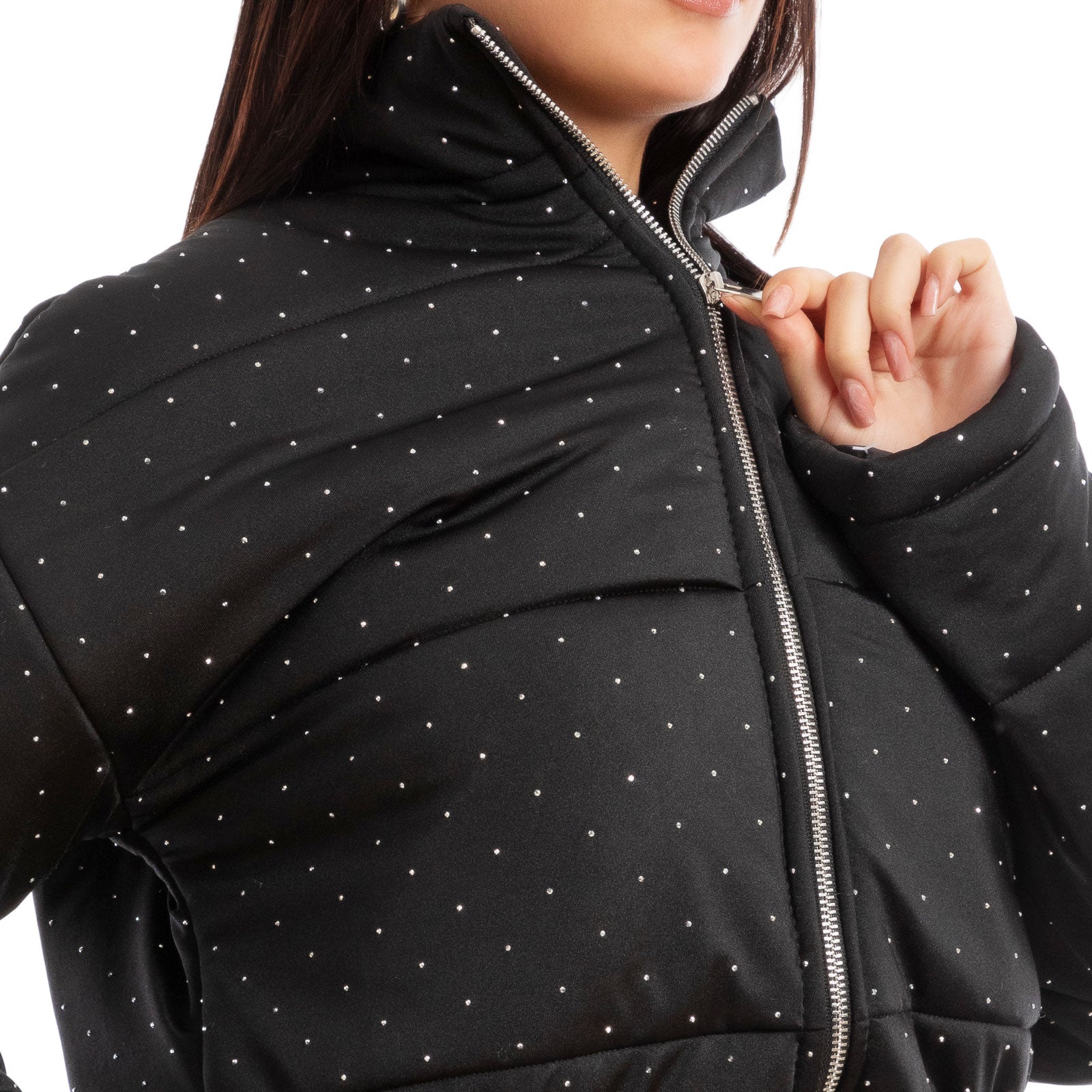 toocool piumino donna invernale corto giacca crop strass vi 8540