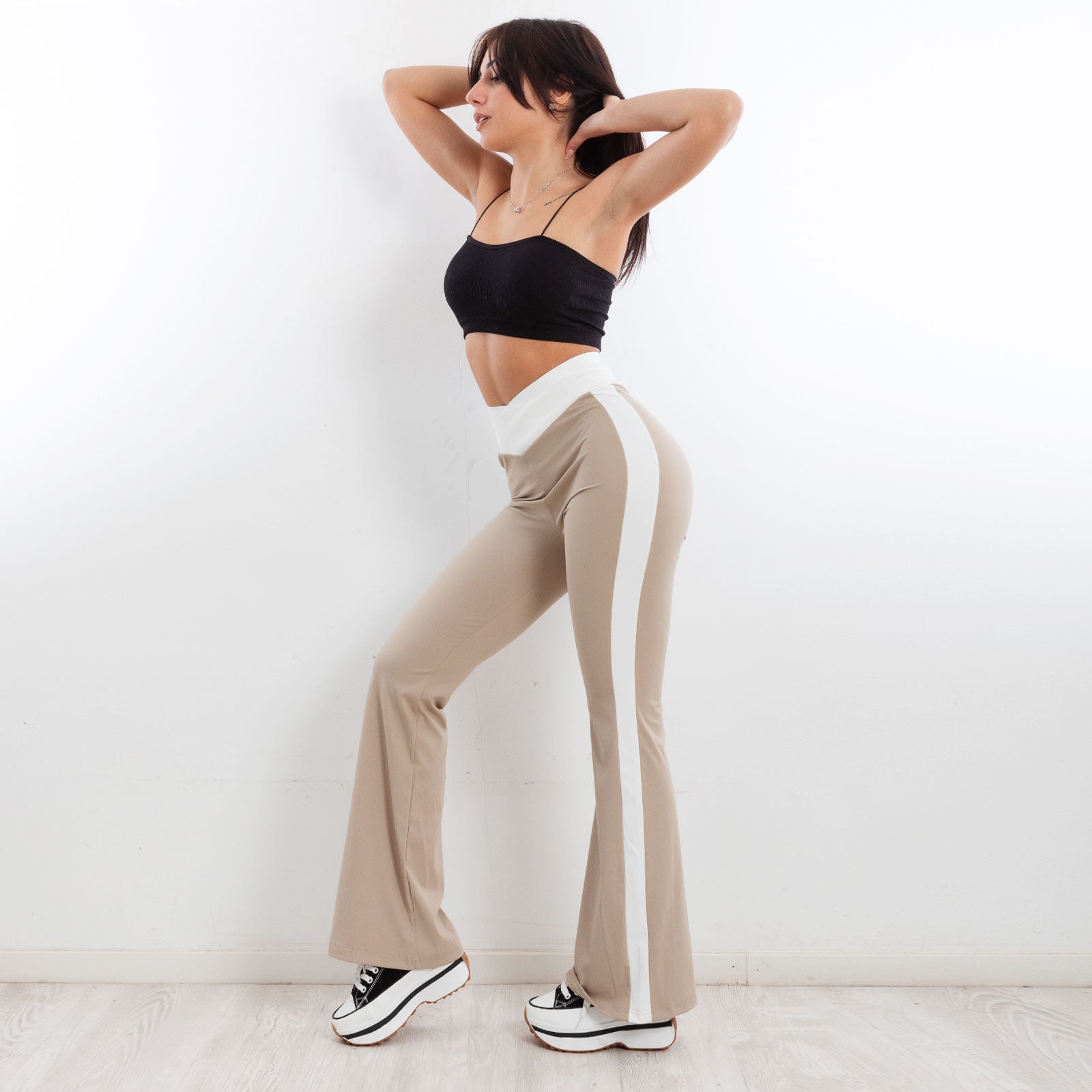 toocool leggings pantaloni donna zampa vita alta elasticizzati yy011