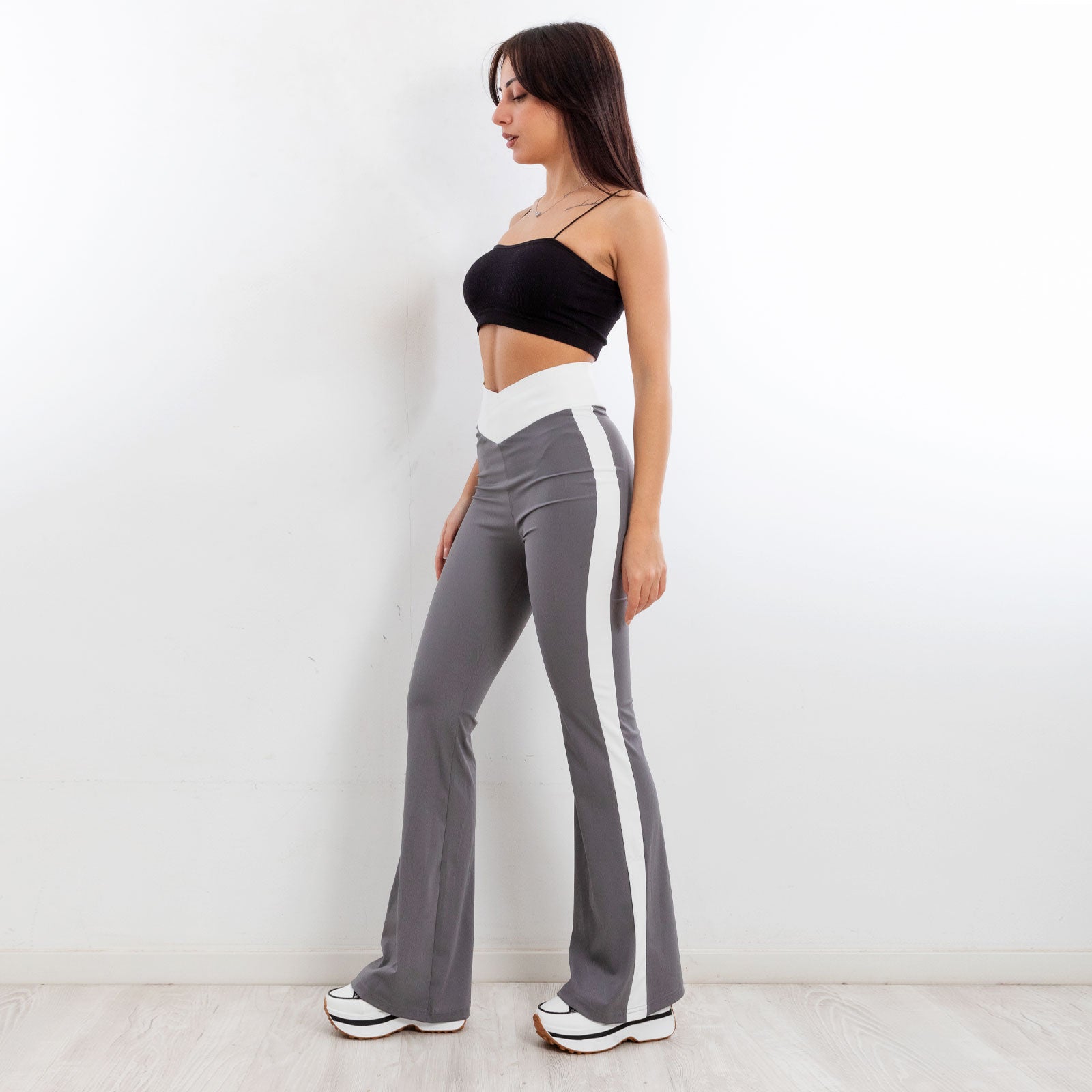 toocool leggings pantaloni donna zampa vita alta elasticizzati yy011