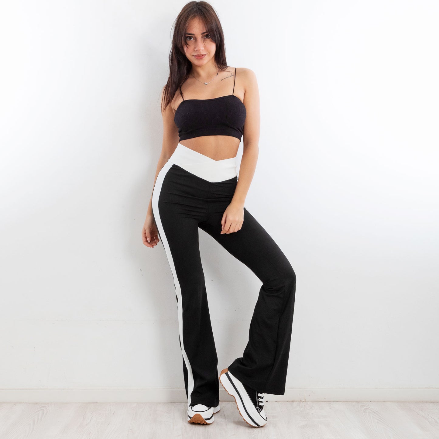 toocool leggings pantaloni donna zampa vita alta elasticizzati yy011