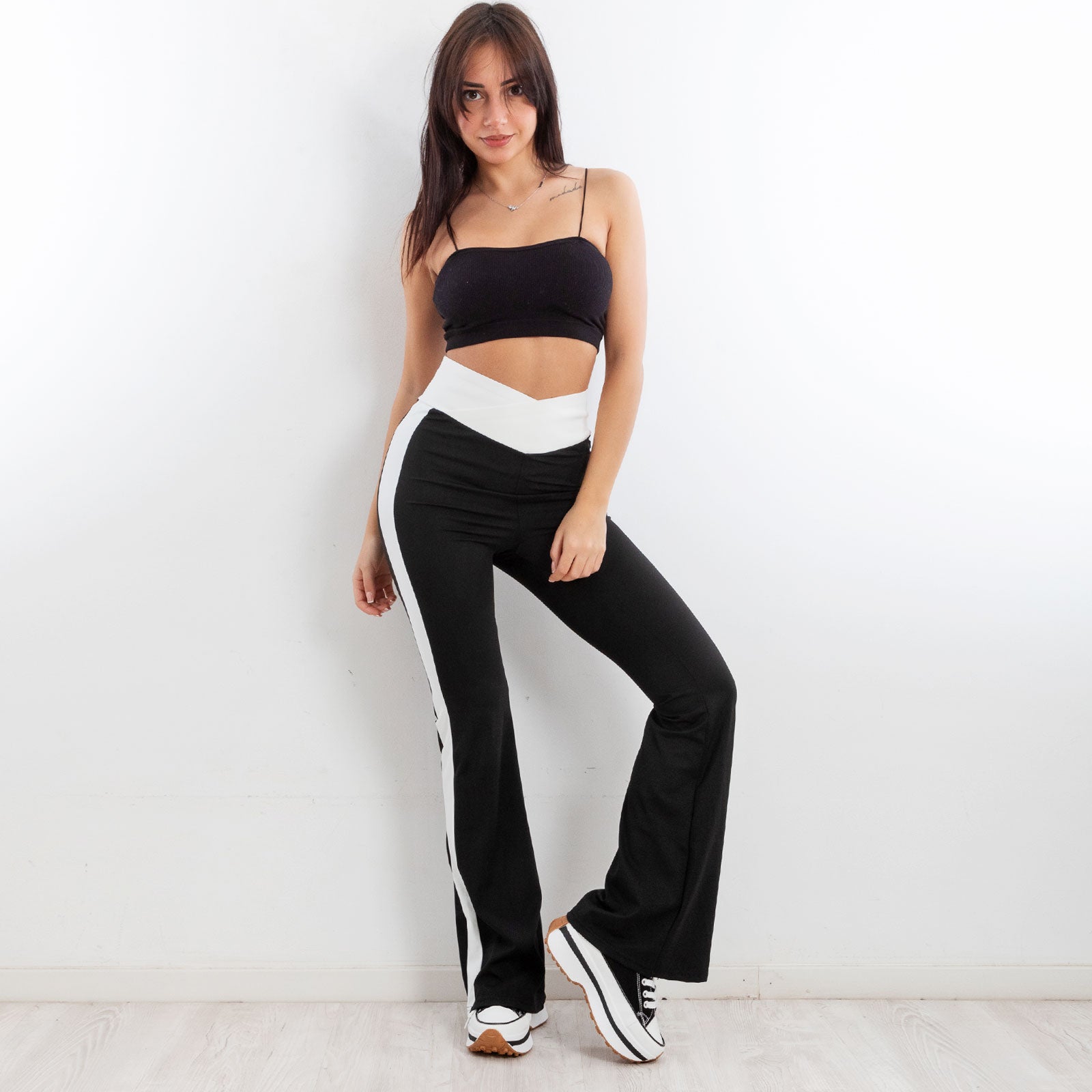 toocool leggings pantaloni donna zampa vita alta elasticizzati yy011