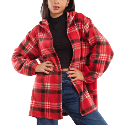 toocool giacca donna blazer felpa cardigan flanella cappuccio scozzese quadri toocool vi 5790 nero sl