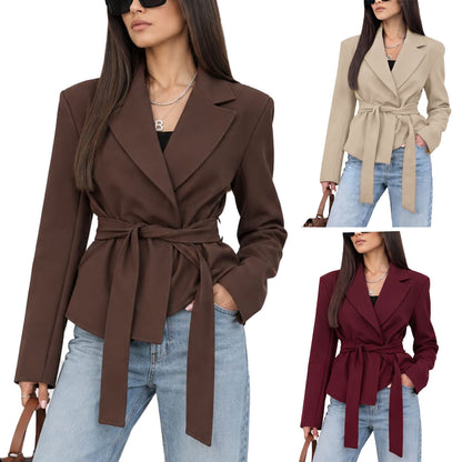 toocool giacca donna sfoderata elegante cintura coprispalle toocool vi 56210 nero taglia unica