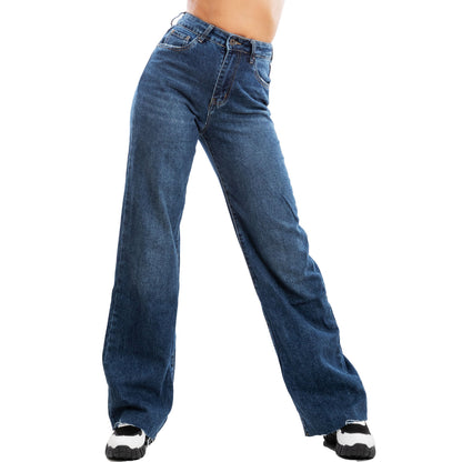toocool jeans donna pantaloni palazzo baggy gamba larga vita alta denim toocool sj897 blu xs