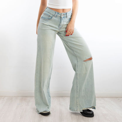 toocool jeans donna pantaloni strappati palazzo casual baggy dt126a