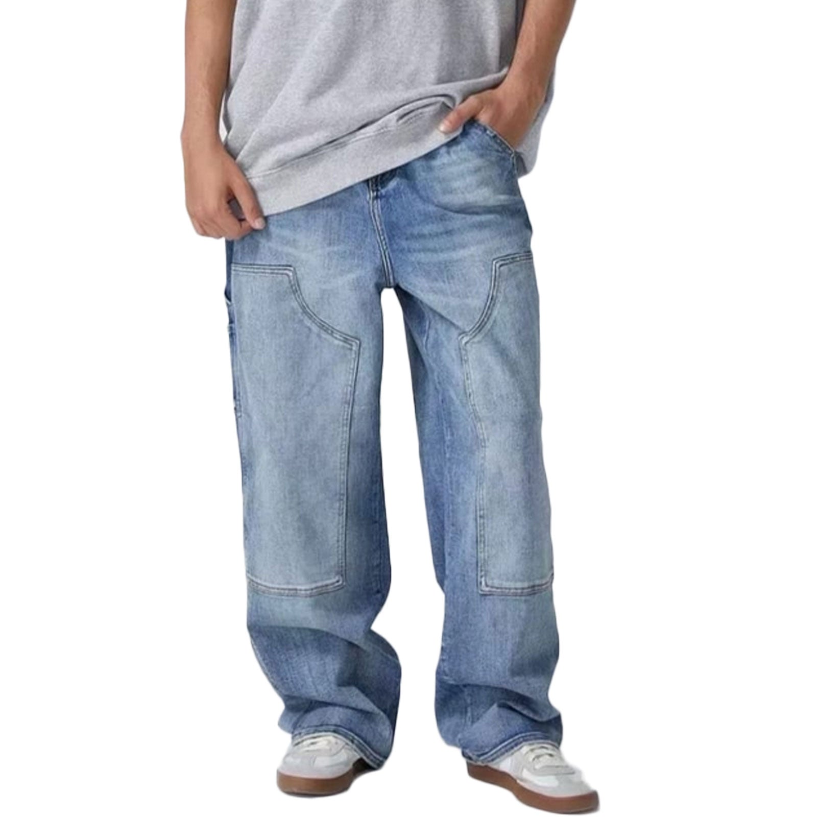 toocool jeans uomo pantaloni carpenter baggy lavaggio chiaro tasconi worker relaxed cargo basic toocool y528 blu 42