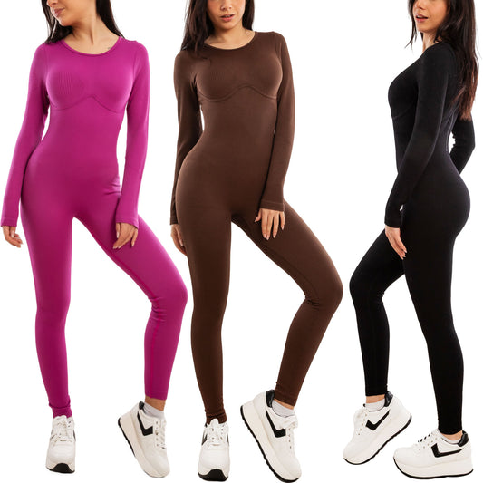 toocool jumpsuit overall sportiva donna aderente tuta intera yoga fitness push up elasticizzata palestra pilates toocool s90019 nero sm