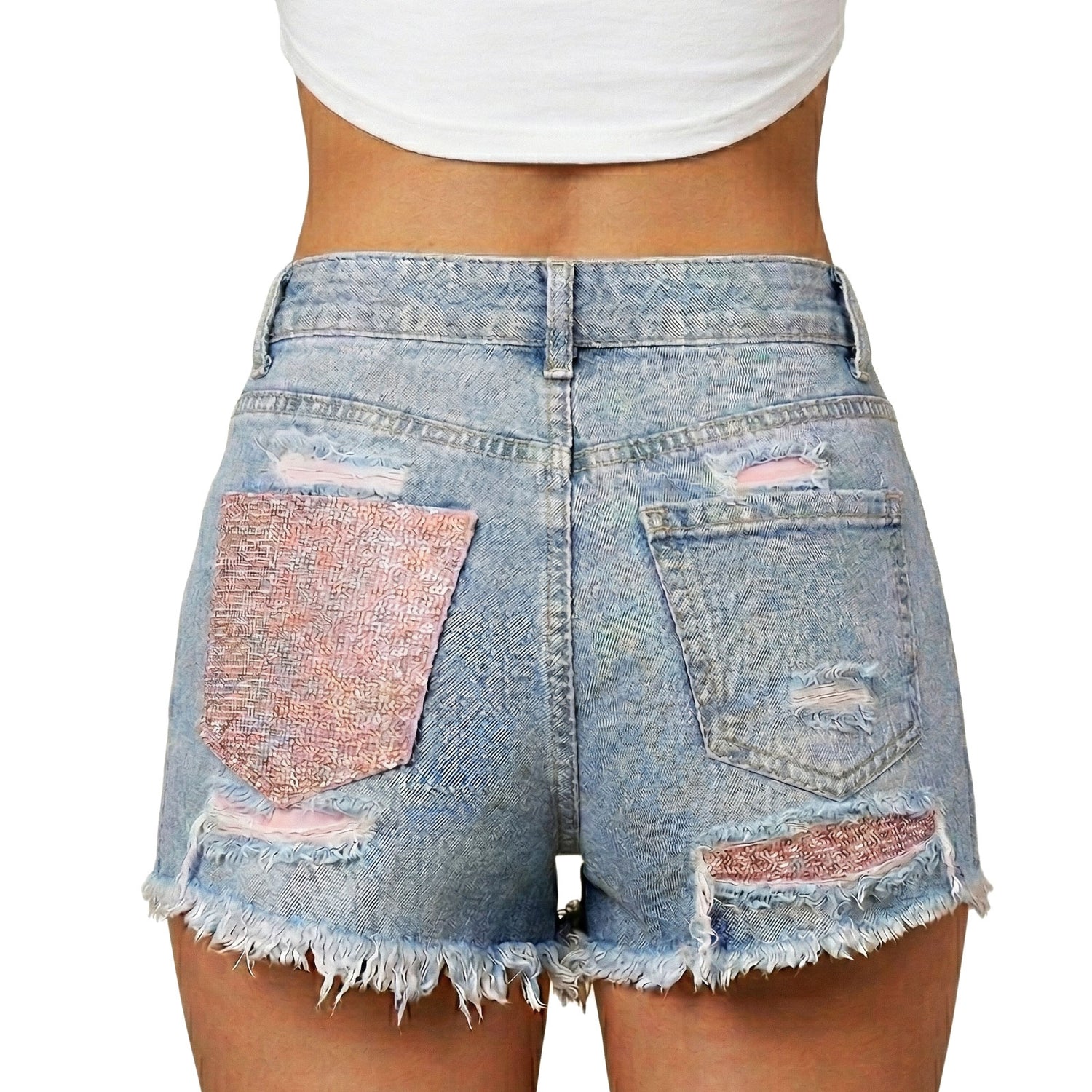 toocool pantaloncini shorts tasca rosa brillantini jeans donna denim orlo sfrangiato tagliati toocool yw 1551 blu xs