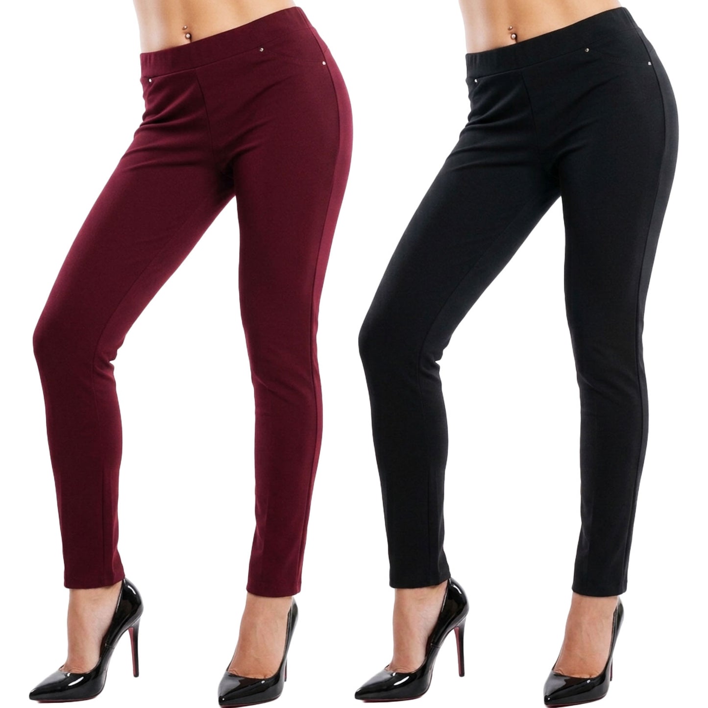 toocool pantaloni donna curvy slim fit elasticizzati leggings eleganti vita alta tessuto coprente comfort toocool ms 1184 nero m