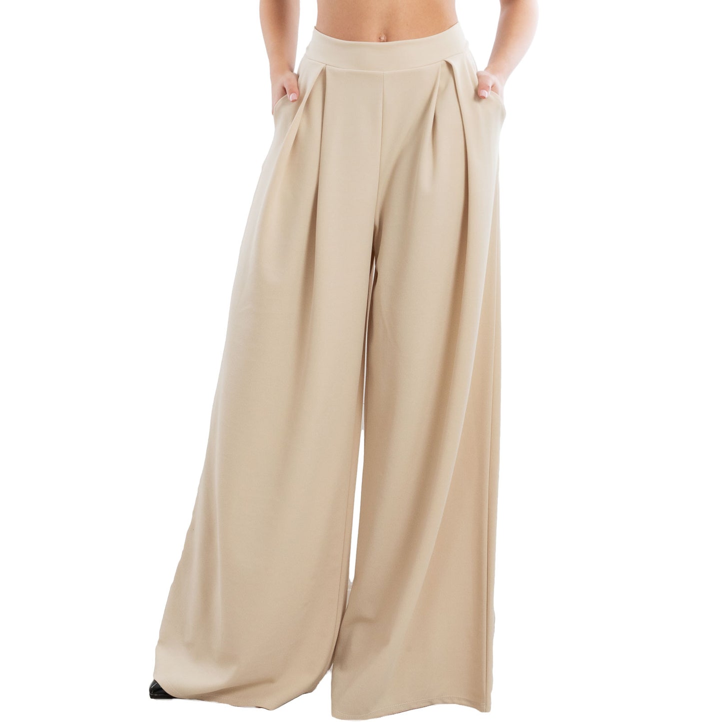 toocool pantaloni donna palazzo pinces eleganti ampi larghi con tasche toocool ms 6934 nero sl