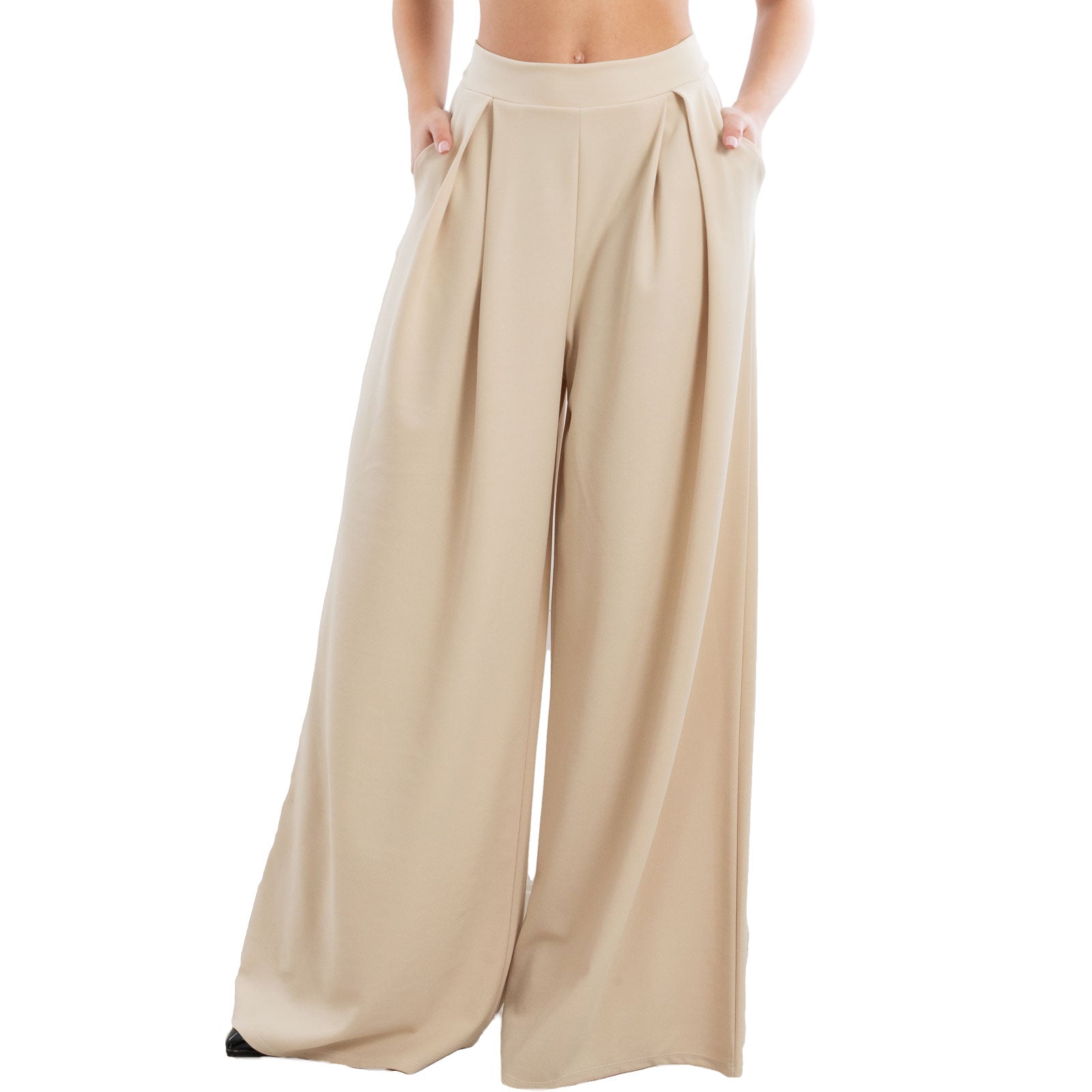 toocool pantaloni donna palazzo pinces eleganti ampi larghi con tasche toocool ms 6934 nero sl