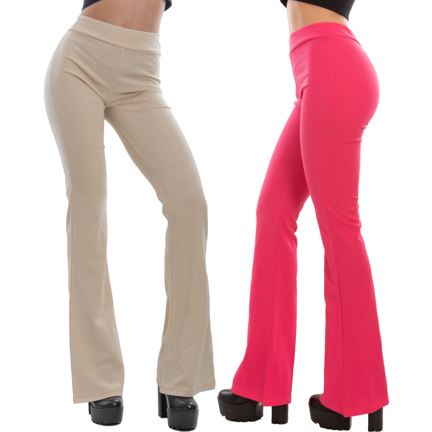 toocool pantaloni zampa donna elasticizzati flare eleganti vita alta comodi e versatili per ufficio tempo libero e cerimonie toocool as 5165 beige s