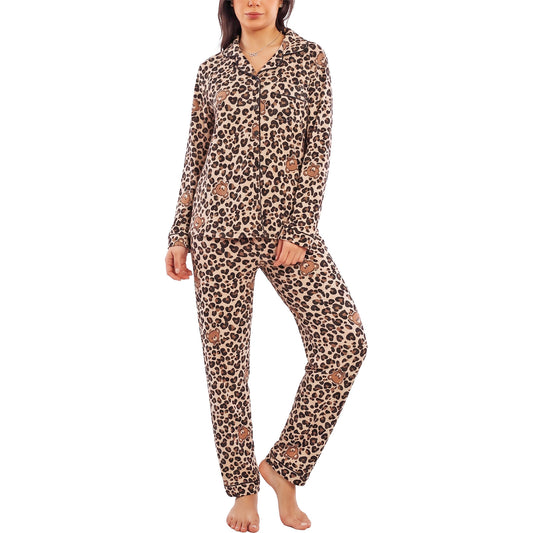 toocool pigiama donna caldo pantaloni leopardato orsetti felpato toocool q1068 rosa s