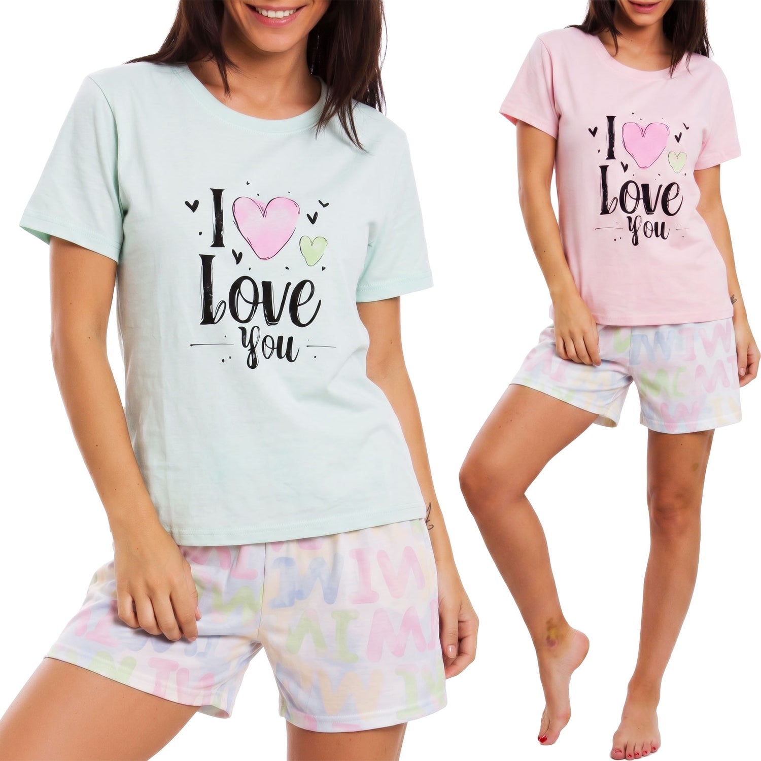 toocool pigiama donna estivo maniche corte completo t shirt e pantaloncini in cotone toocool m446 rosa m
