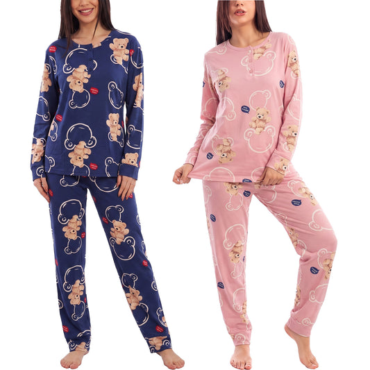 toocool pigiama donna felpato invernale orsetti invernale toocool tk21 blu m