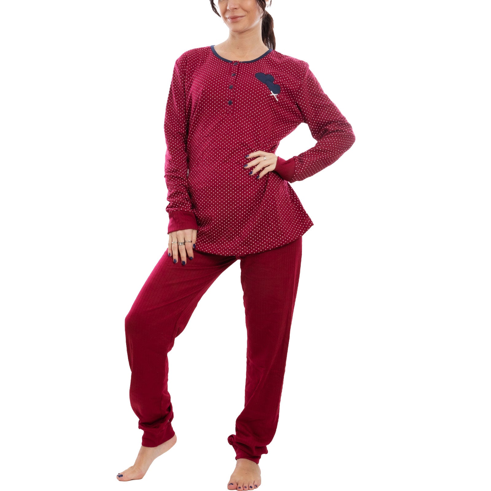 toocool pigiama donna felpato pois cuori maniche lunghe pantaloni completo 2 pezzi toocool s 8043 blu xxl