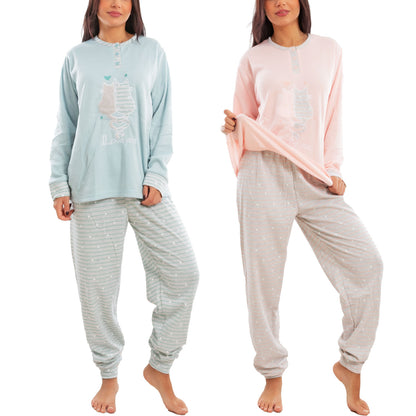 toocool pigiama donna invernale felpato gatti maniche lunghe caldo cotone pantaloni toocool f5678 grigio m