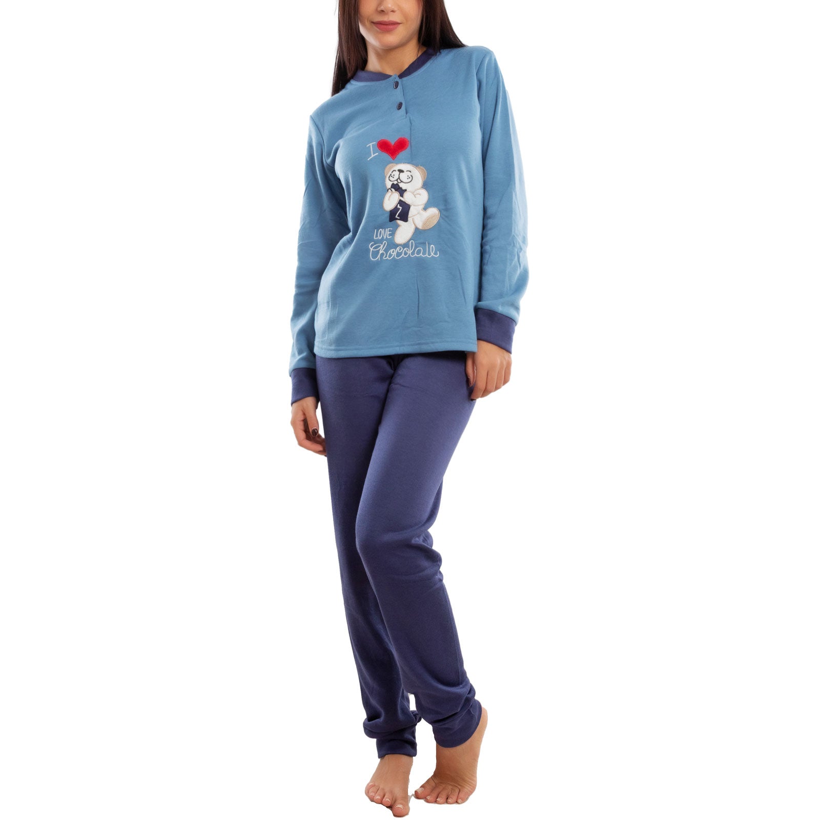 toocool pigiama donna invernale felpato orsetto orso maniche lunghe caldo cotone toocool d8369 rosa s