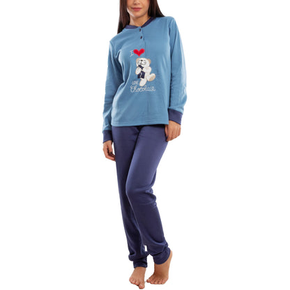 toocool pigiama donna invernale felpato orsetto orso maniche lunghe caldo cotone toocool d8369 rosa s