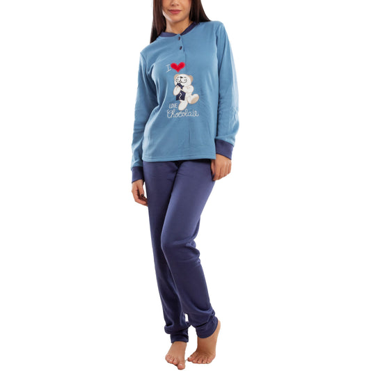 toocool pigiama donna invernale felpato orsetto orso maniche lunghe caldo cotone toocool d8369 rosa s