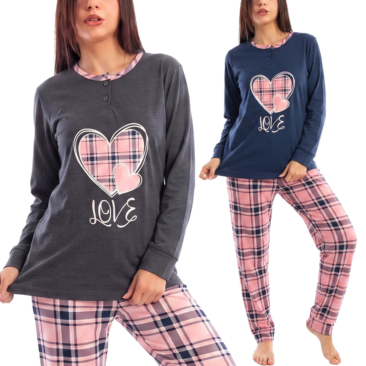 toocool pigiama felpato da donna caldo invernale scozzese toocool q1036 blu s