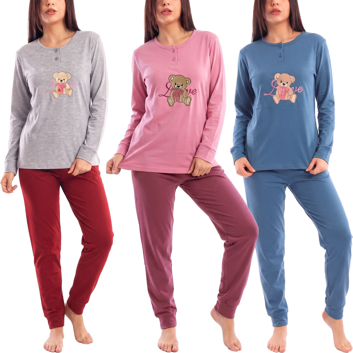 toocool pigiama felpato donna invernale caldo homewear orsetto toocool it 6814 blu s