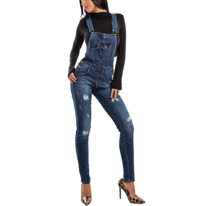 toocool salopette jeans donna overall tuta intera jumpsuit pantaloni tagli aderente denim toocool sa421 blu xs