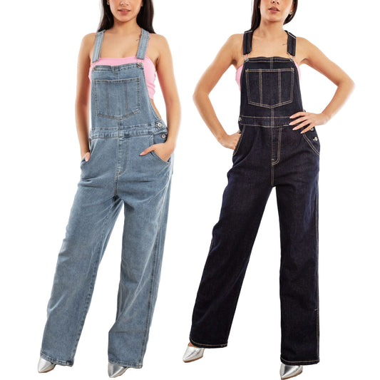 toocool salopette jeans donna palazzo tuta intera denim wide leg bretelle regolabili multitasche casual streetwear toocool vi 6633 blu chiaro s