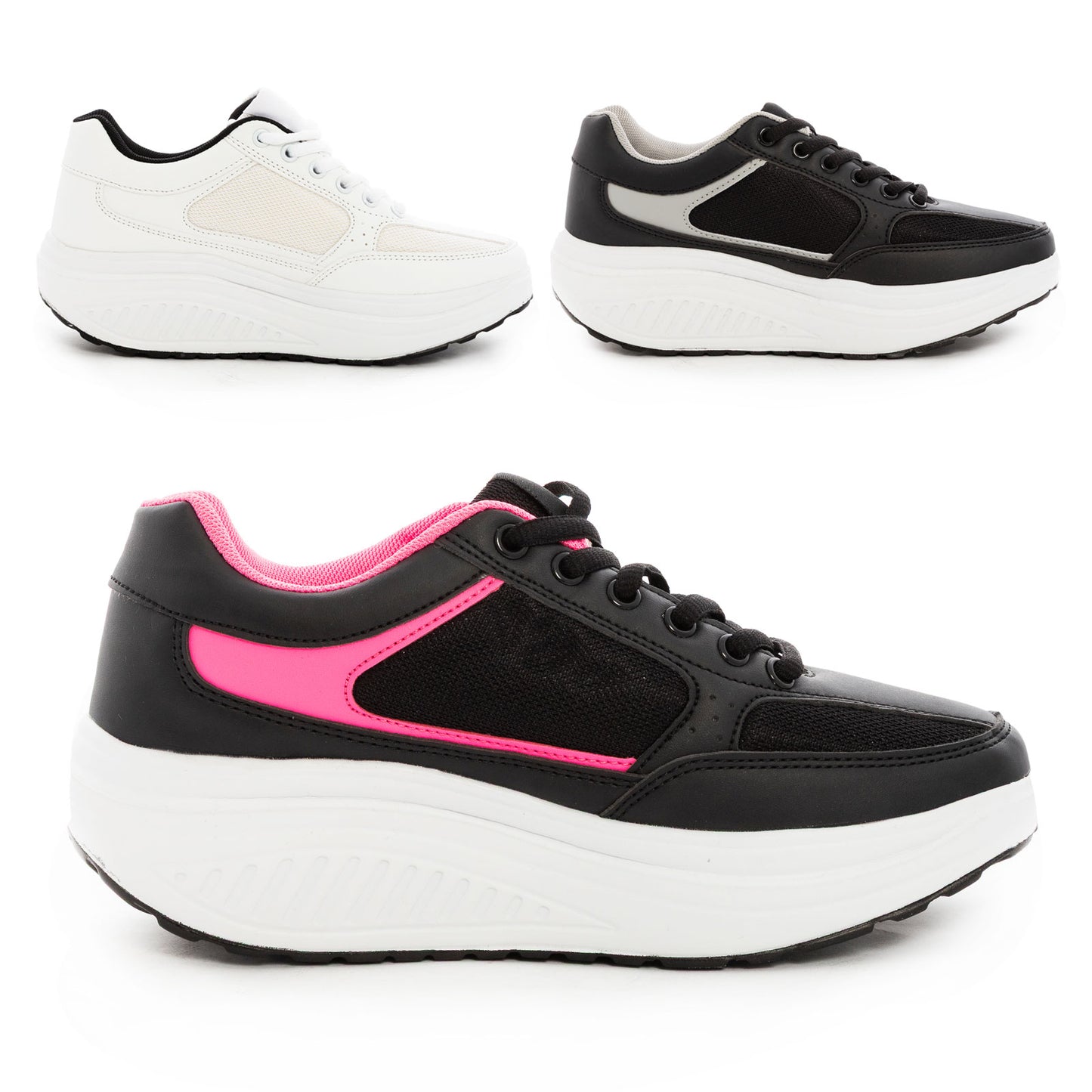 toocool scarpe ginnastica dimagranti donna suola oscillante antiscivolo fitness camminata leggere confortevoli toocool sd1618 nerofuxia 36