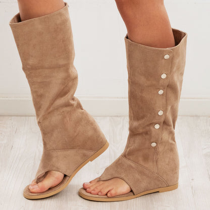 toocool stivali gladiatore donna scamosciati infradito tacco interno wz688 151