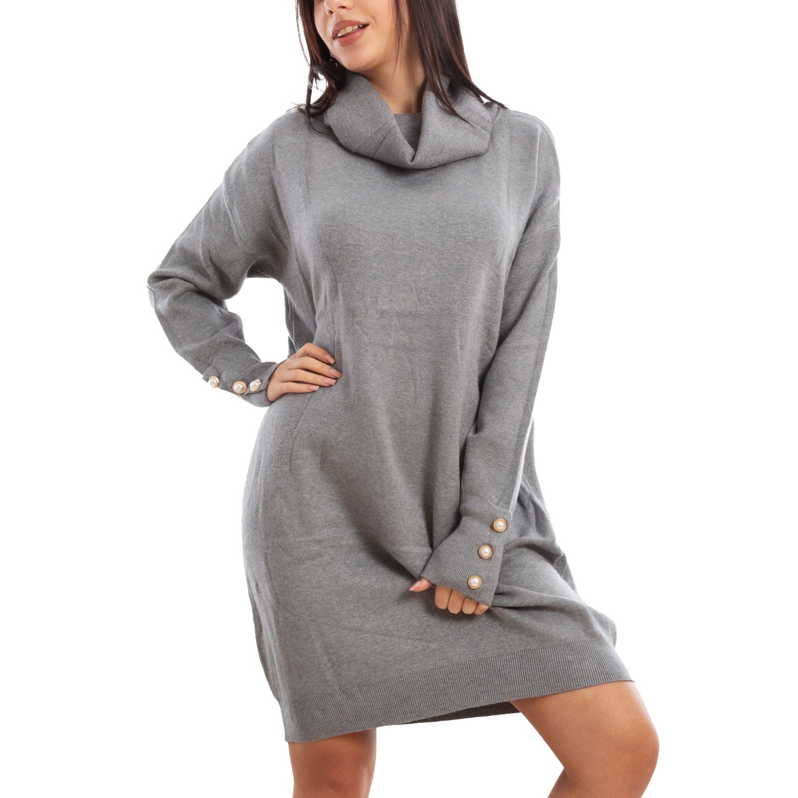 toocool vestito donna miniabito collo alto maglia tricot maximaglione toocool mtc13293 nero sl