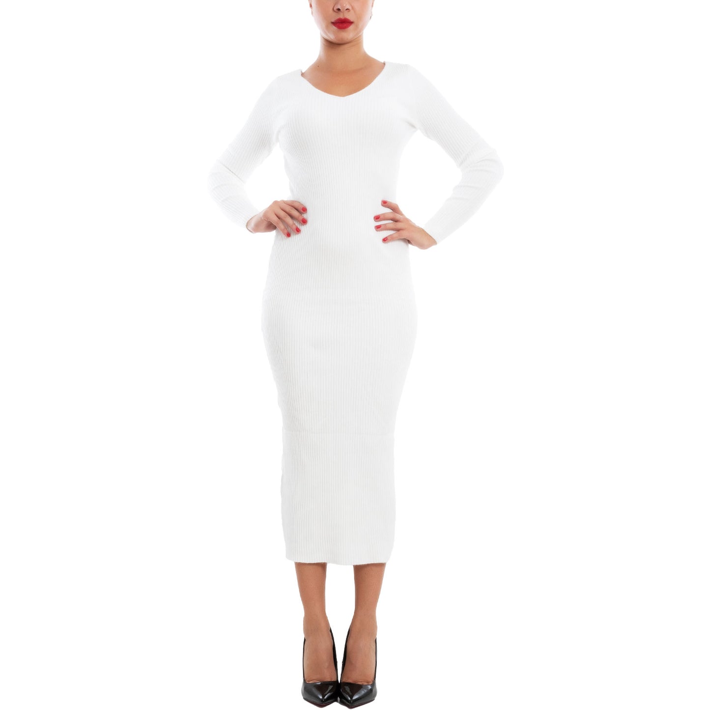 toocool abito donna in maglia a costine vestito midi slim fit manica lunga elegante e casual toocool vi 17126 nero sm