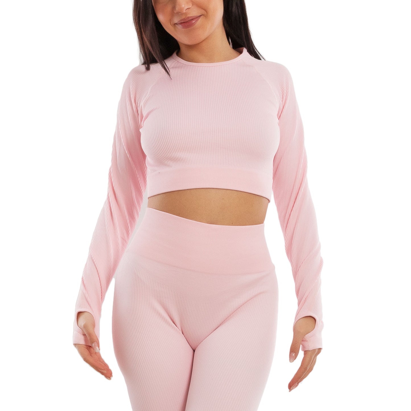 toocool completo sportivo donna 2 pezzi set palestra seamless costine top crop foro per pollice leggings push up vita alta toocool s90077 nero sm